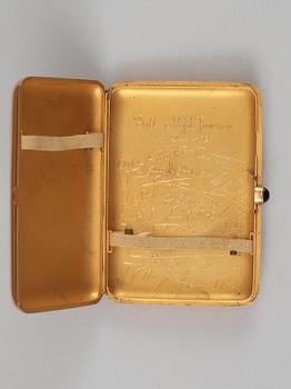 A Russian 20th century gold cigarette-case, unidentified makers mark, St.Petersburg 1908-1917.