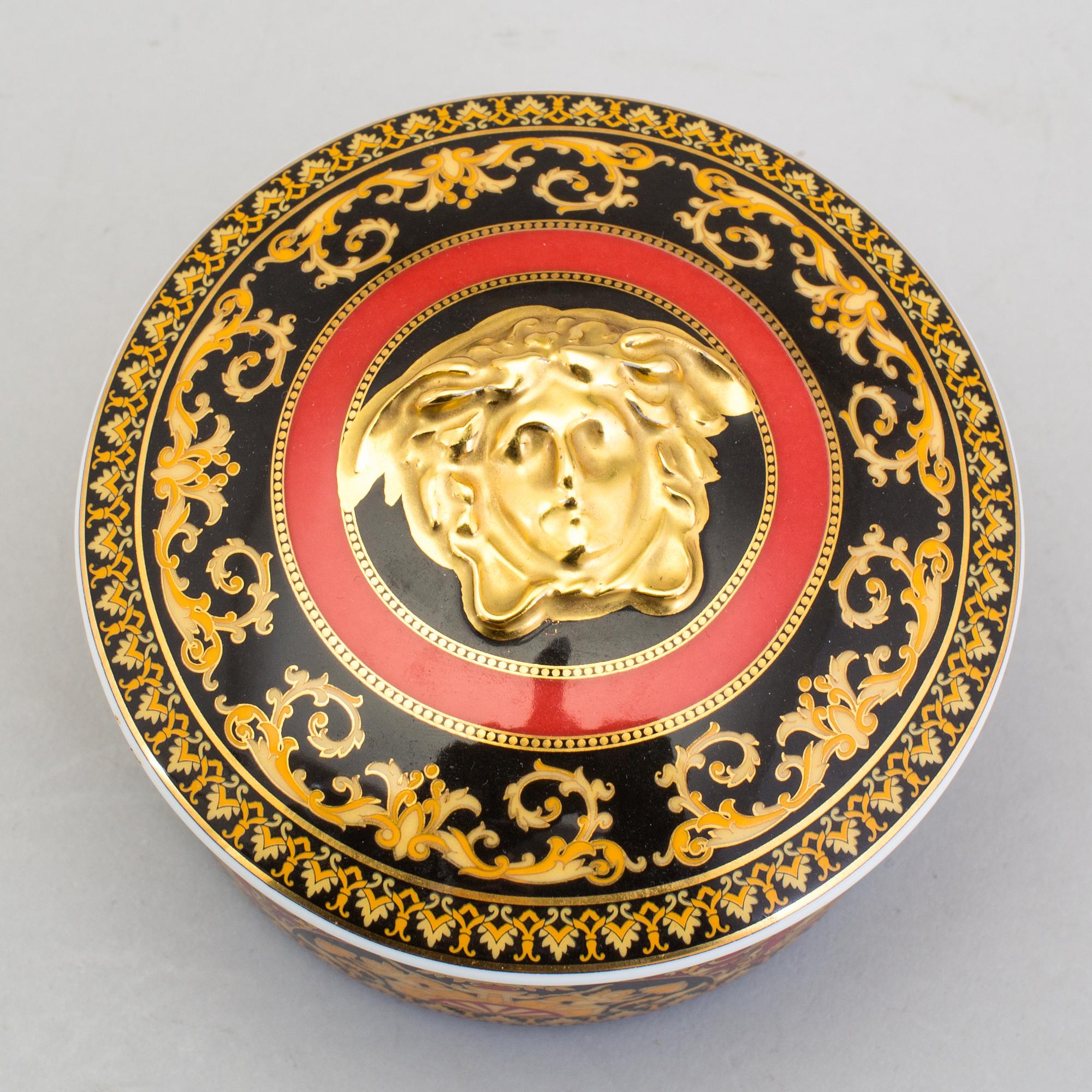 A lidded jar and a dish, Versace "Medusa".