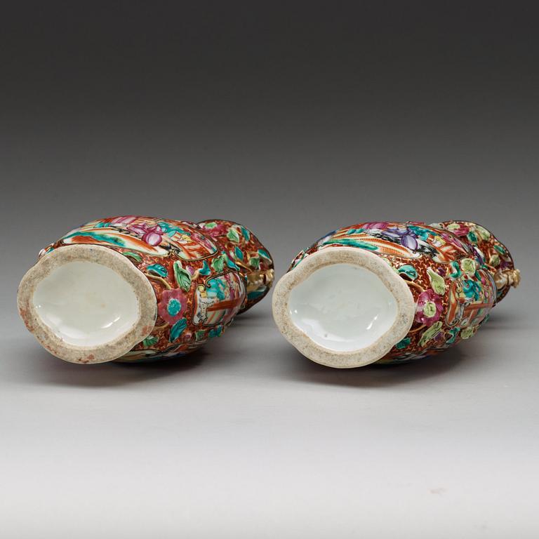 A pair of famille rose vases, Qing dynasty, Qianlong (1736-95).