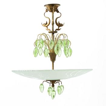 Taklampa, Swedish Modern, Orrefors, 1930/40-tal.