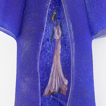 Kjell Engman, a unique glass sculpture, "Man in Trenchcoat", Kosta Boda, Sweden, signed.