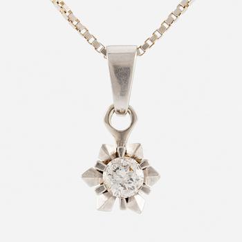 Collier 18K vitguld med briljantslipad diamant.