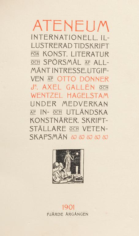 ATENUM 1901 Wentzel Hagelstams och Aktiebolaget F. Tilgmans förlag.