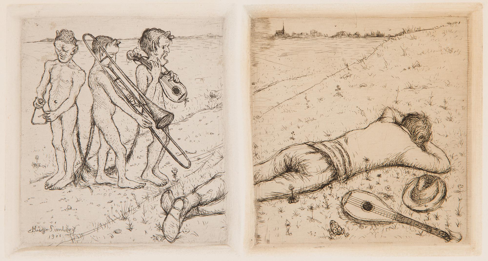 Hugo Simberg, "Epäsointuja" & "Nukahtanut pelimanni".