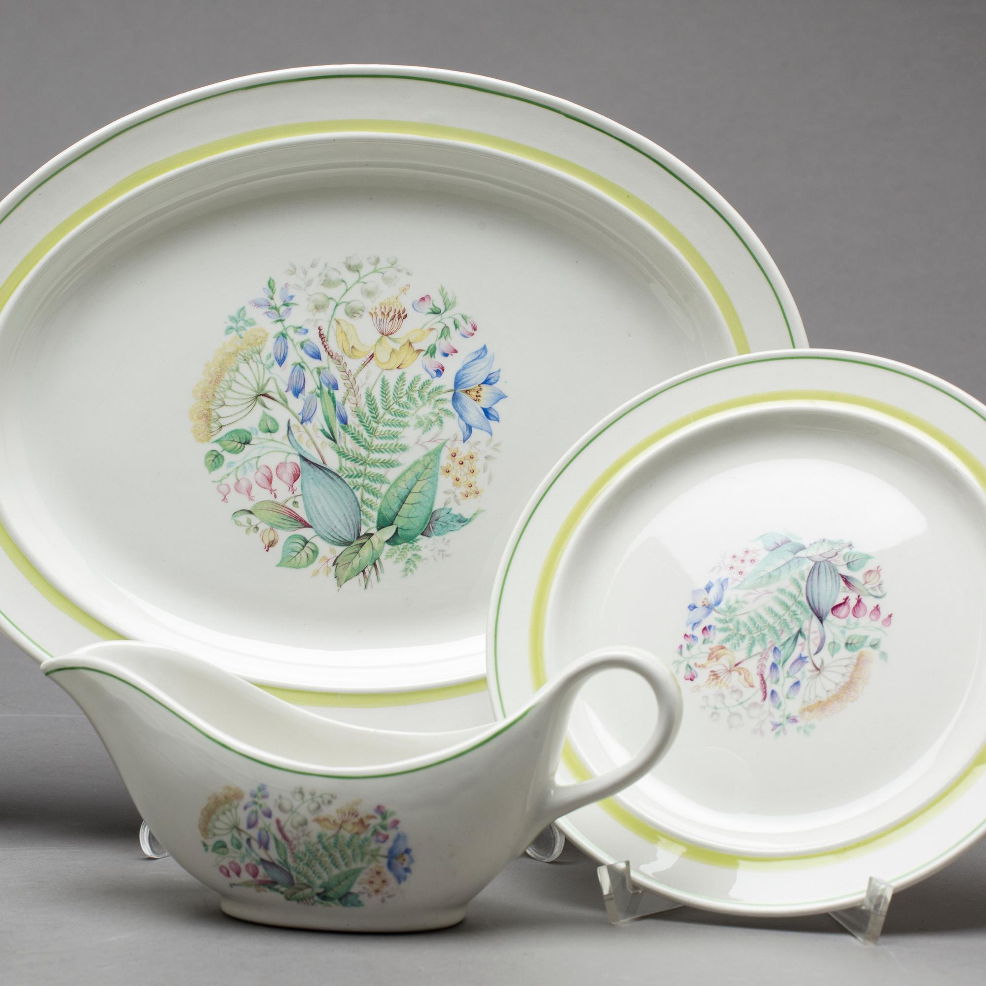 STIG LINDBERG, servis, 39 delar, "Frösö", Gustavsberg flintporslin, 1950-tal.