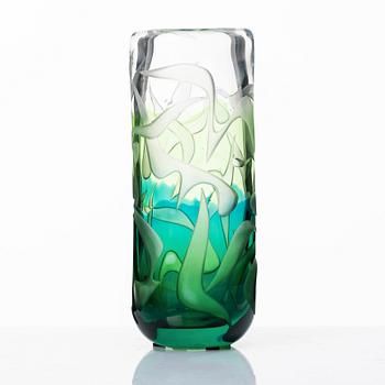 Vicke Lindstrand, a unique blasted glass vase, Kosta, Sweden 1950-60-s.