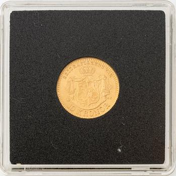 Guldmynt, Oscar II, 10 kronor, typ III, Sverige 1901.