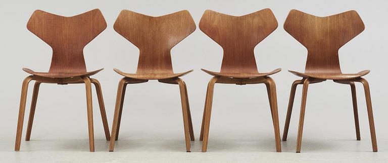 A set of four Arne Jacobsen 'Grand Prix', Fritz Hansen, Denmark 1950-60's.