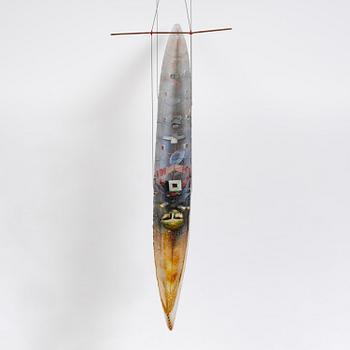 Bertil Vallien, a monumental sand cast glass sculpture of a boat, Kosta Boda, Sweden, 21st century.