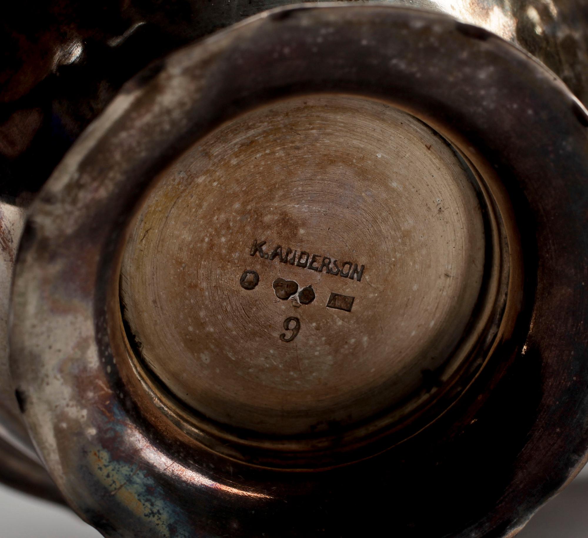 PARTI SILVER, 7 delar, bland annat K. Andersson, Stockholm, 1927. Total vikt ca 1301g.