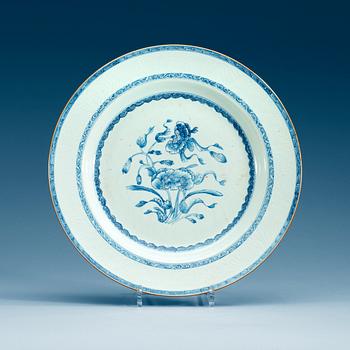 1916. A blue and white dish, Qing dynasty, Yongzheng (1723-35).
