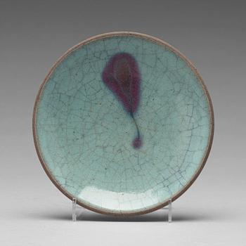 588. A purple splashed Jun dish, Yuan dynasty.