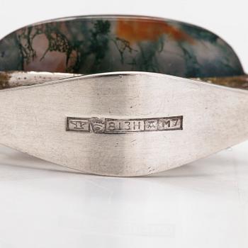 Elis Kauppi, halsband, silver och mossagat. Kupittaan kulta, Åbo 1965.