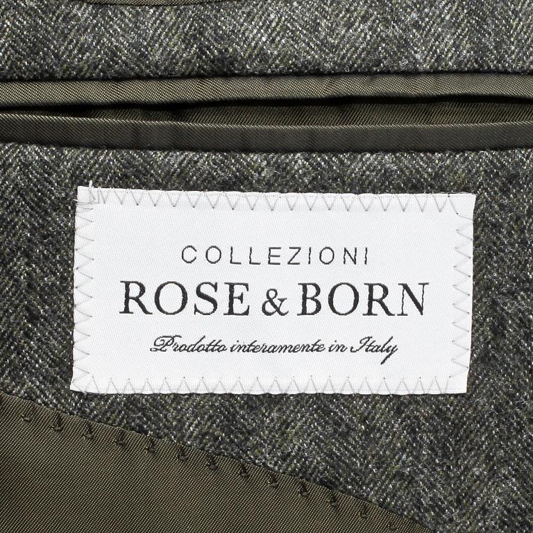 ROSE & BORN, a men's green wool jacket, size 54.