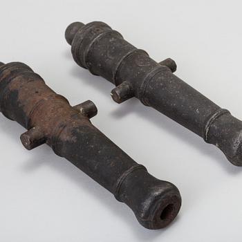 Two cast iron salute cannons from Hällefors bruk 19th century.