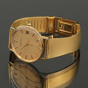 ARMBANDSUR, 18 k guld med förgyllt armband, Certina, 1900-talets senare del.