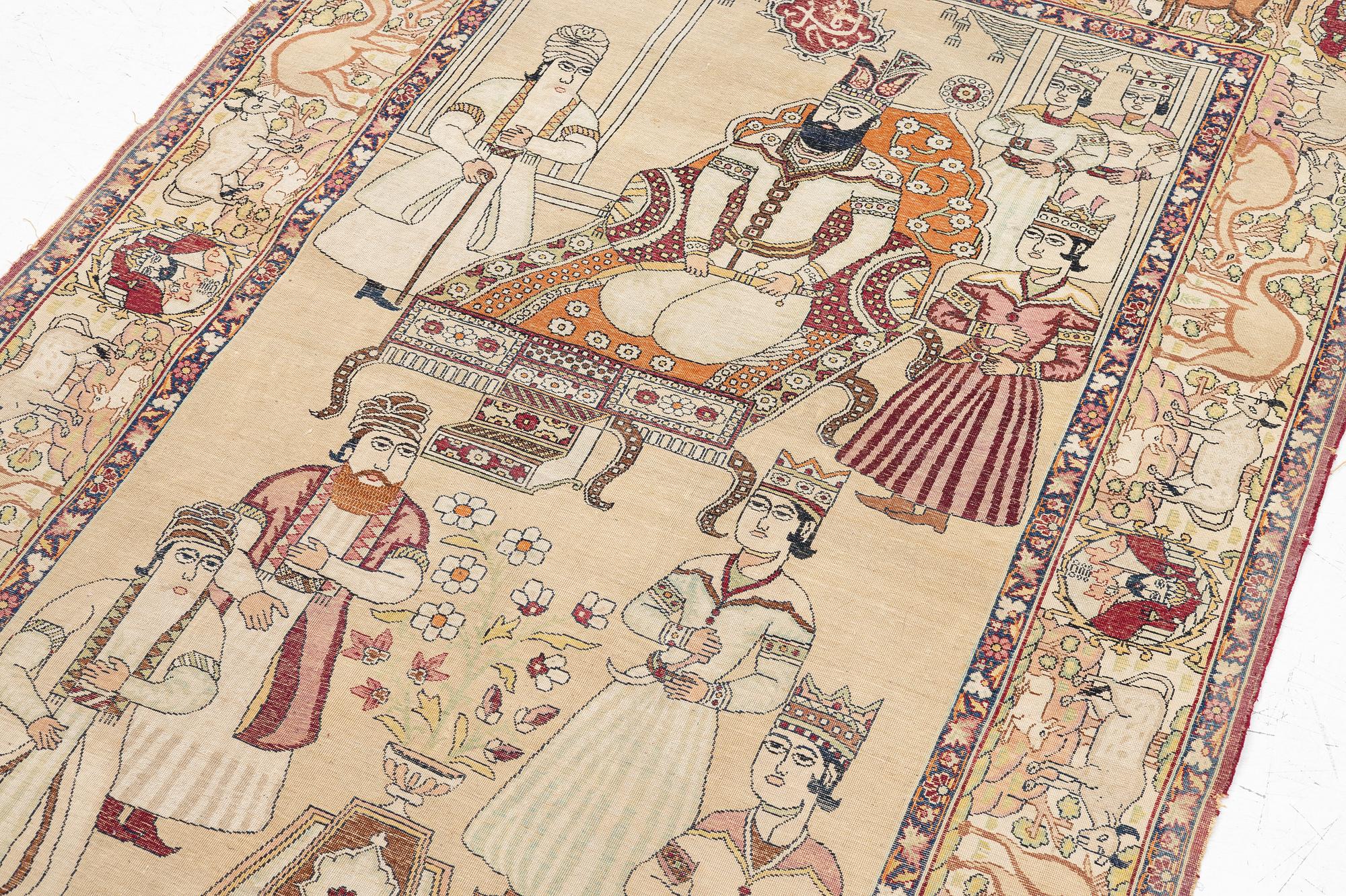 An antique Kerman Laver rug, South Persia, signed c.206 x 133 cm.