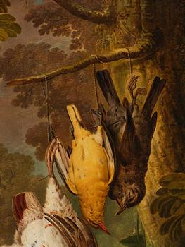 Jacob Xaver Vermoelen, Still Life with Pet Birds.