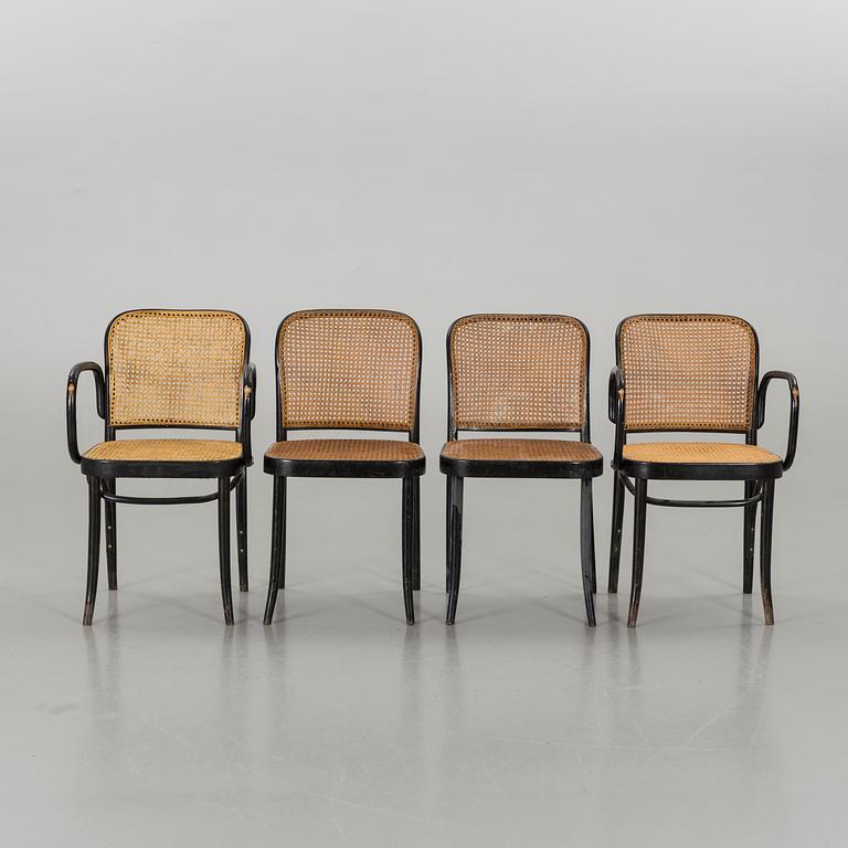 A SET OF 2 THONET STYLE ARMCHAIRS AND 2 CHAIRS, 20th century.