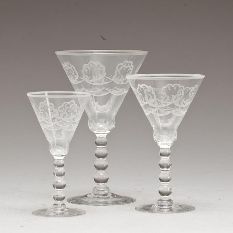 SERVISDELAR, 37 st, glas, "Molnet", Simon Gate Orrefors.