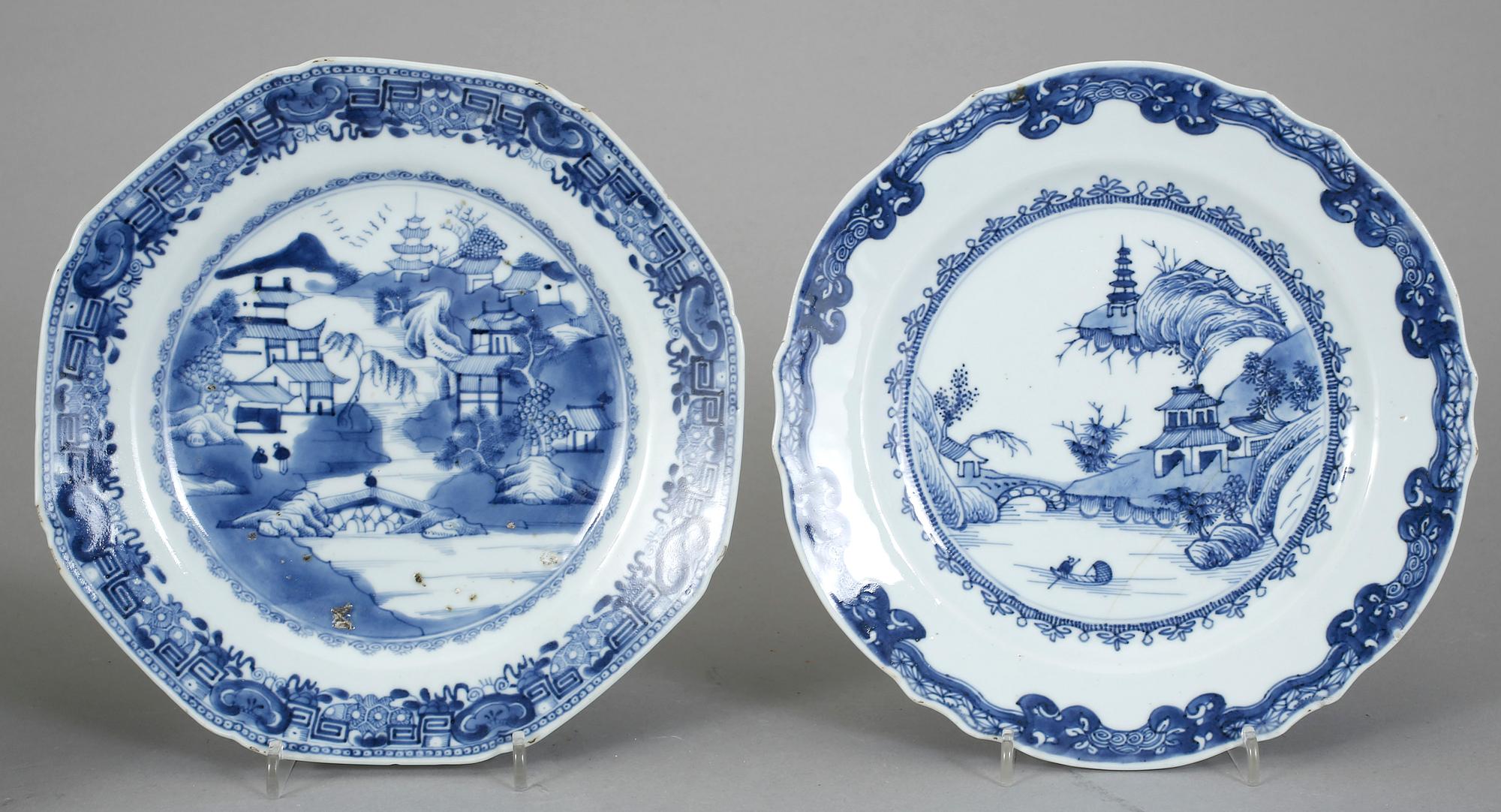 TALLRIKAR, 9 st, porslin, Qianlong, Kina 1700-tal.