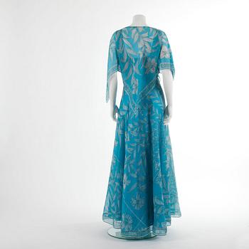 EMILIO PUCCI, a silk turquise evening dress, from the 1960s, size 12.