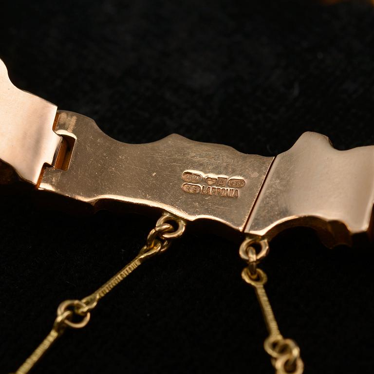 Björn Weckström, RANNEKORU, kultaa 14K ja platinaa, "Alba", Lapponia 1990. Paino 33,1 g.