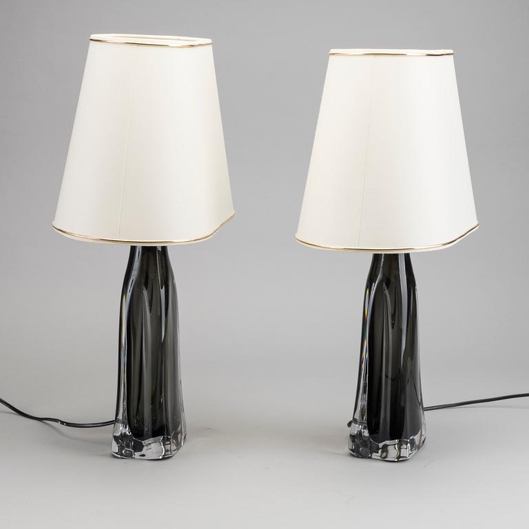 A PAIR OF ORREFORS LAMPS, CARL FAGERLUND.