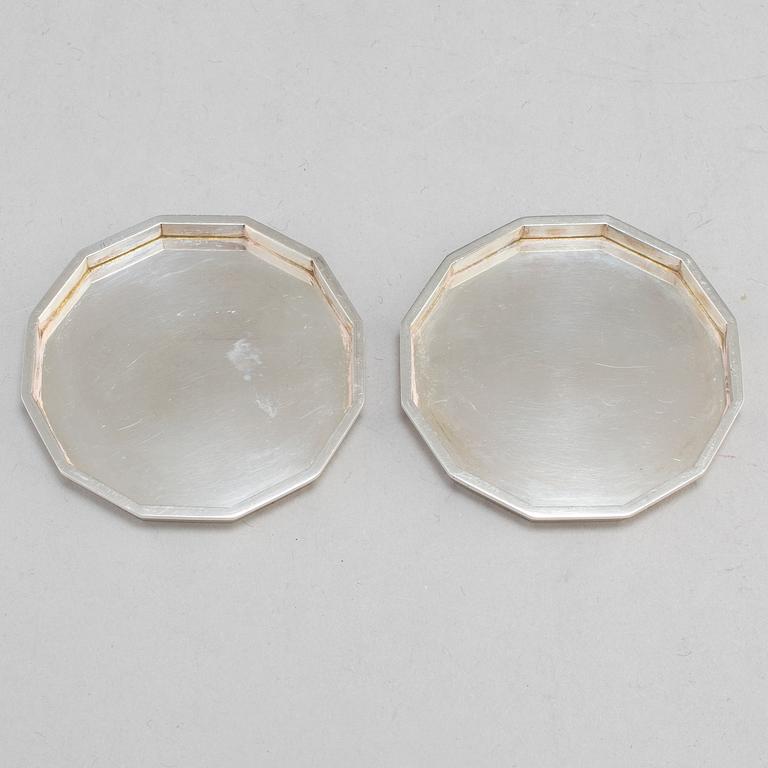 WIWEN NILSSON, a pair of stering silver coasters, Lund 1972.