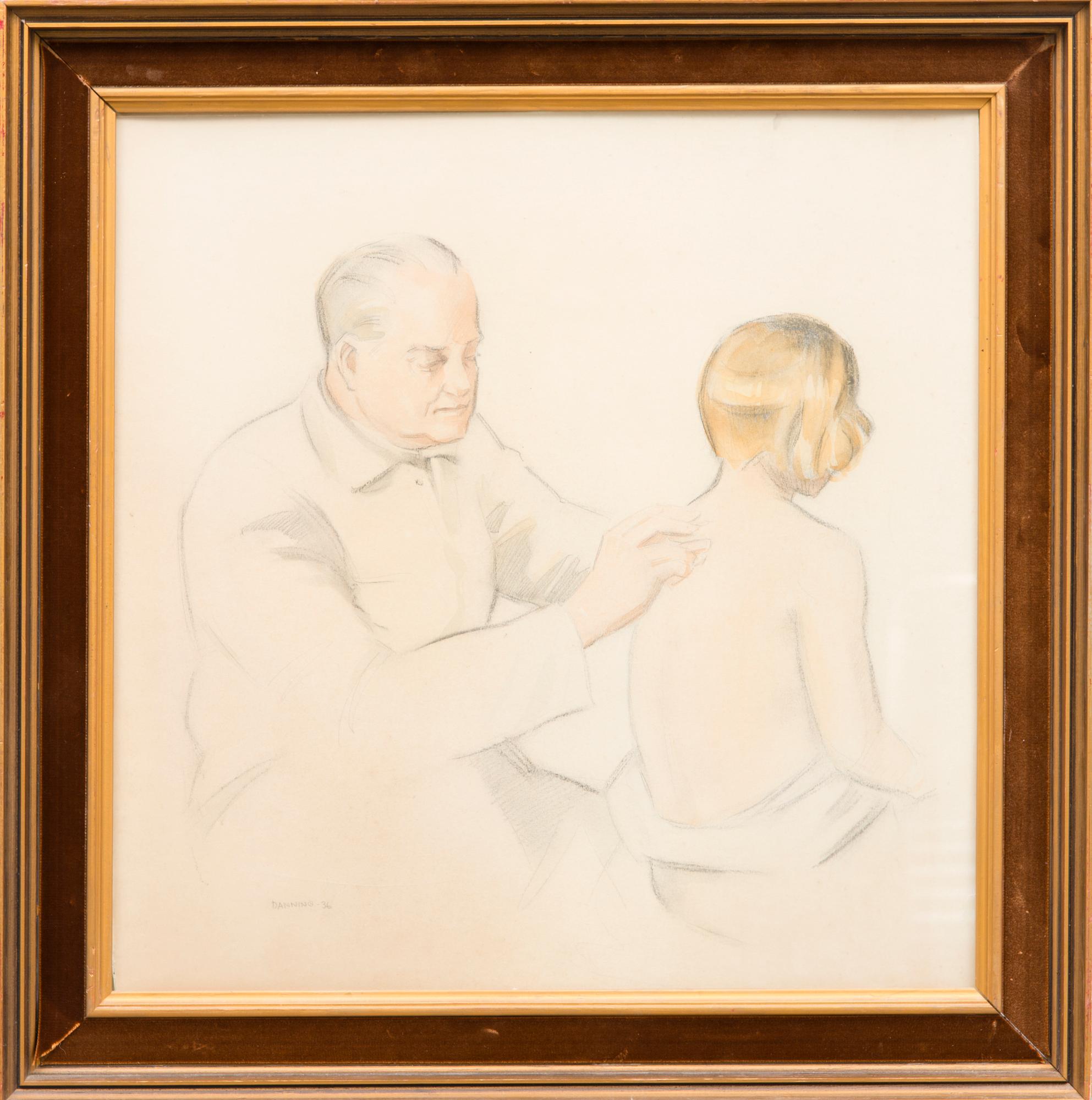 ALF DANNING, piirros ja vesiväri, signeerattu ja päivätty -36.