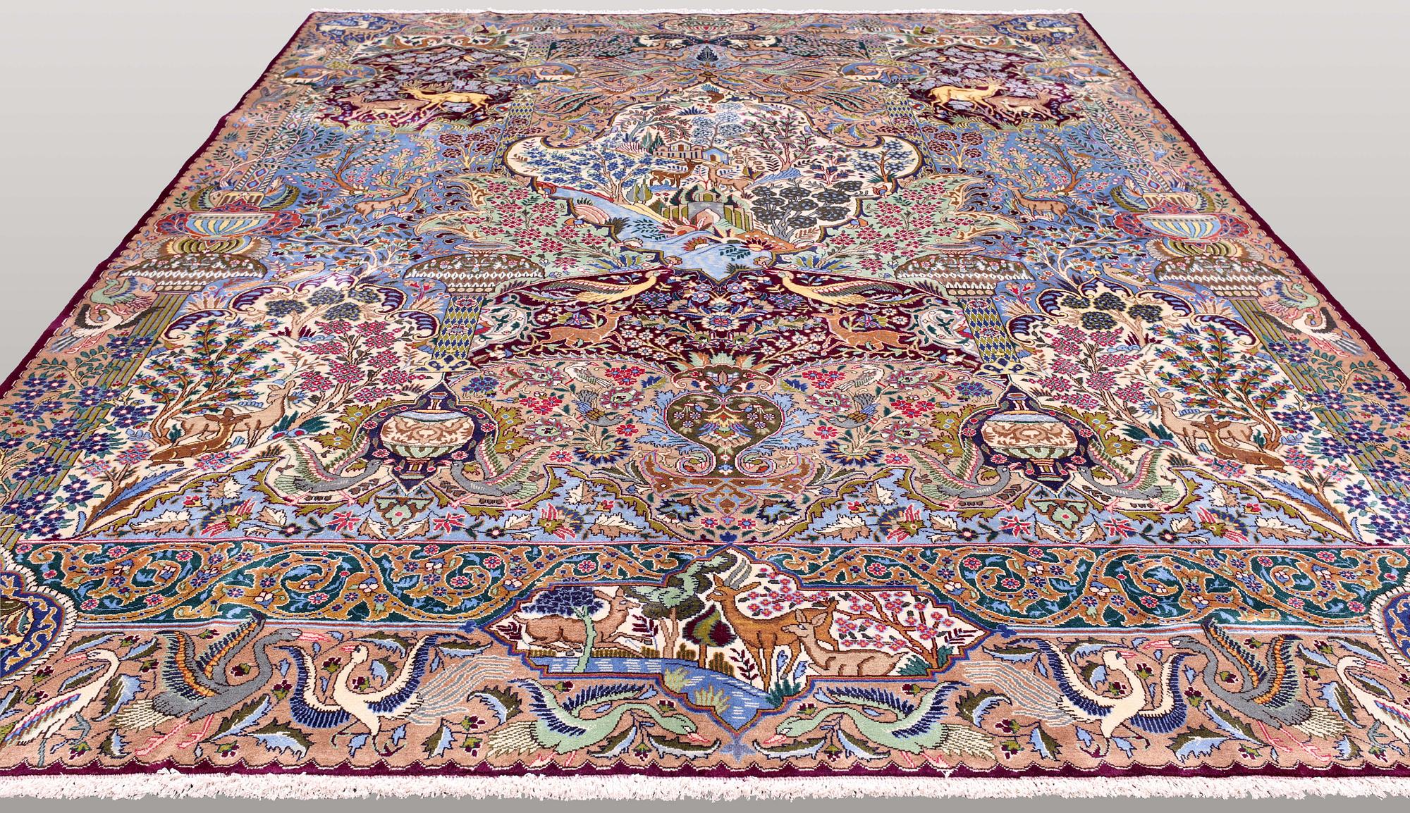 Matta, Figural Kashmar, ca 388 x 298 cm.