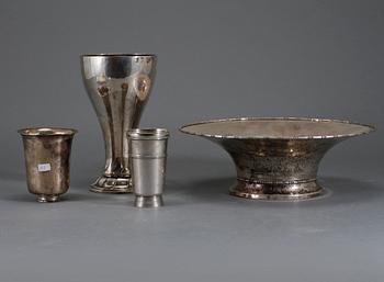 PARTI SILVER, 4 delar, Sverige och Frankrike, 1800- och 1900-tal, vikt 887 g.