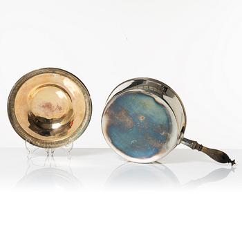 Empire, Kastrull med lock och benställning, pläter, Jacob Lenholm (mästare i Stockholm 1827-40).