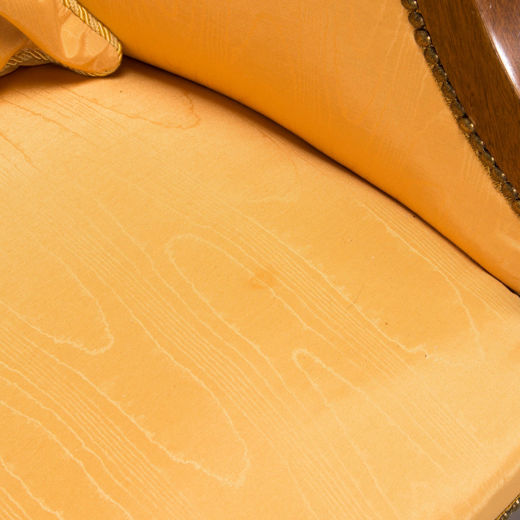Pair of mahogany and mahogany veneered armchairs, 1920-30s.