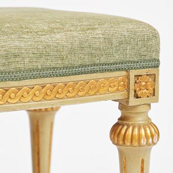 A pair of stools in the manner of Erik Öhrmark (master in Stockholm 1777–1813), Gustavian.