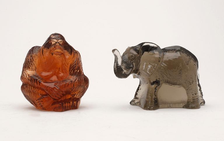 FIGURINER, 17 st, glas, Svenskt glas, Världsnaturfonden WWF utgivna mellan 1973–1987, upplaga om 8000ex.