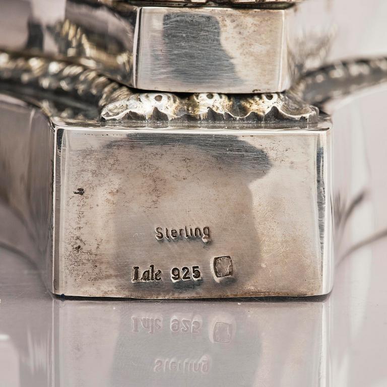 Lale Silverware & Co Ltd, uppsatsskål, sterling silver och glas, Istanbul, Turkiet, 1900-tal.