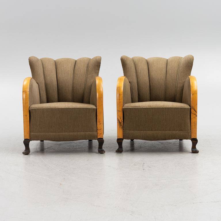 A pair of armchairs, 1930's.