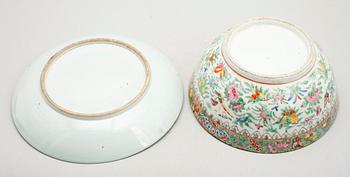 SKÅL OCH SKÅLFAT, porslin, Kina, Kanton, 1800-tal.