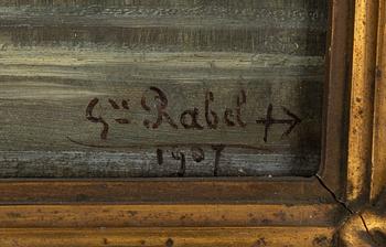 Gustave Rabel, olja på pannå, signerad och daterad 1907.