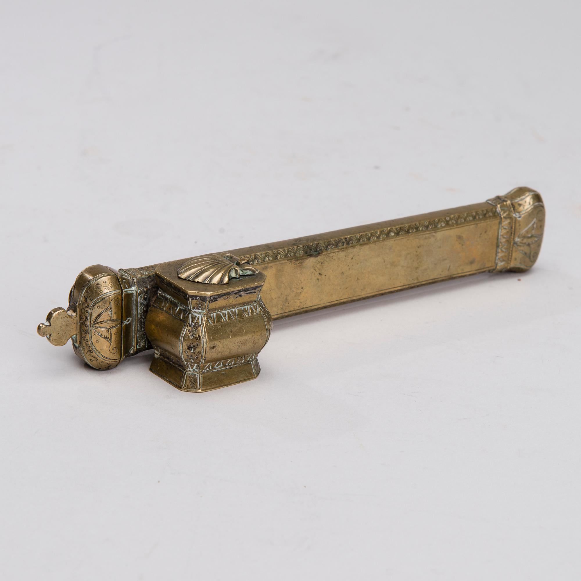 SKRIVDON, mässing, ottomansk, bär stämpel, 1800-senare hälft.
