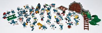 PARTI LEKSAKER, 44 st, Smurfar, Peyo, Bully/Schleich, West Germany.