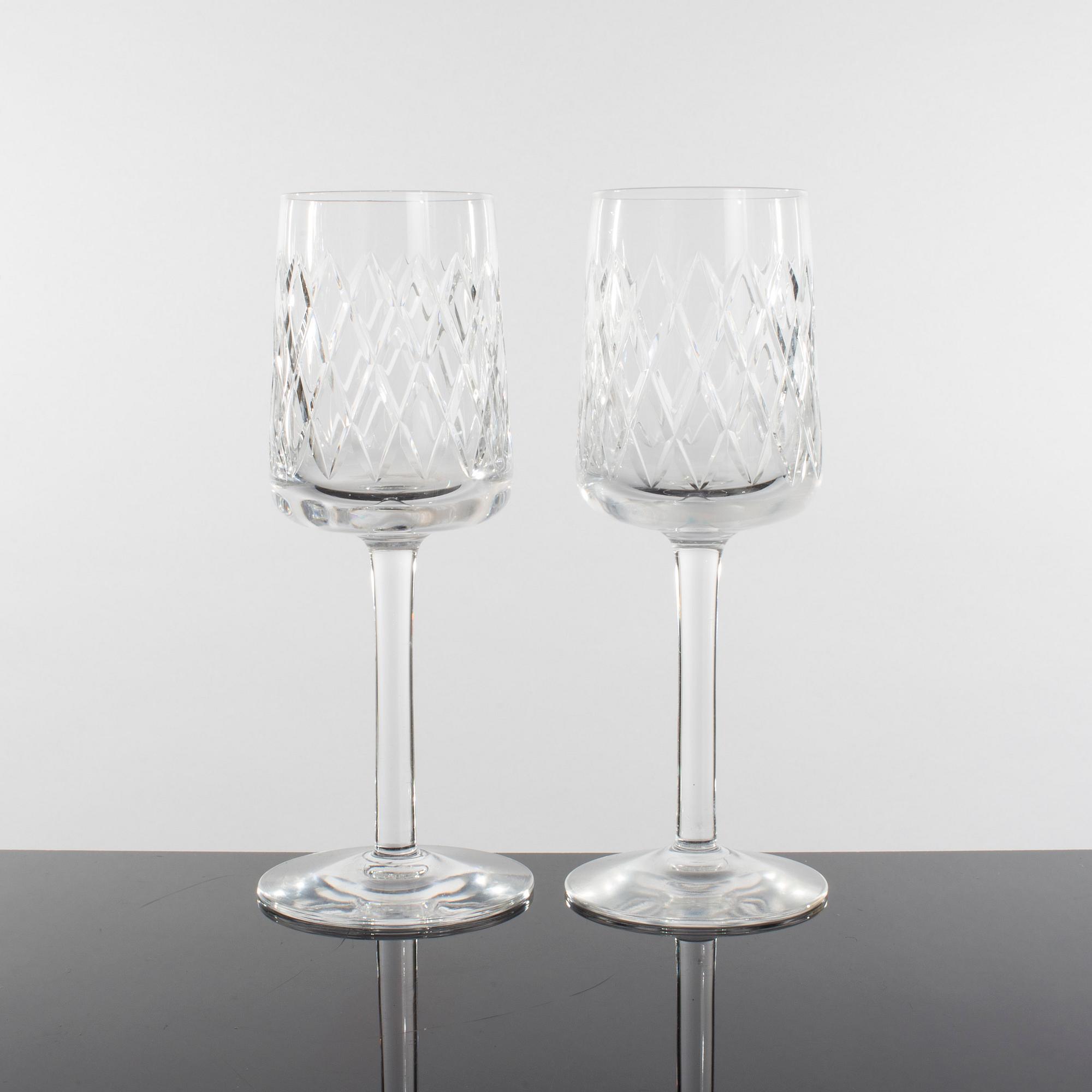 VINGLAS, 11 stycken, Åfors Glasbruk, 1900-tal, signerade.