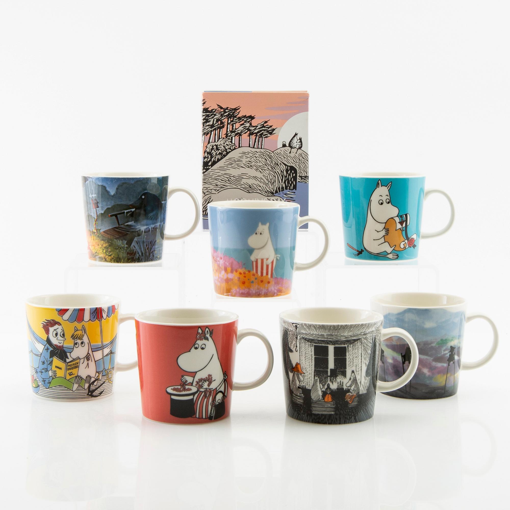 Muggar, 9 st, Moomin characters/Mumin, Arabia, Finland.