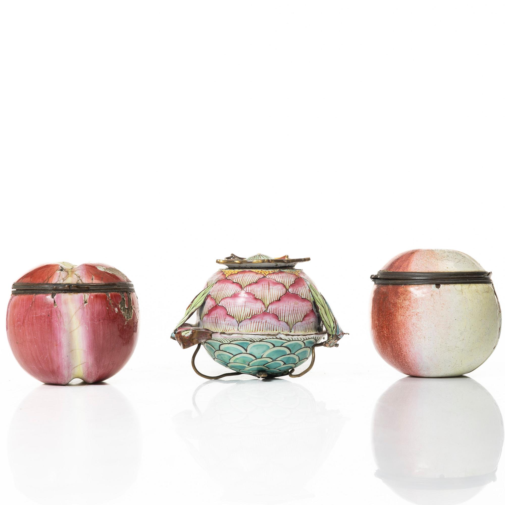 Three enamel boxes, China, 19th-20th century.