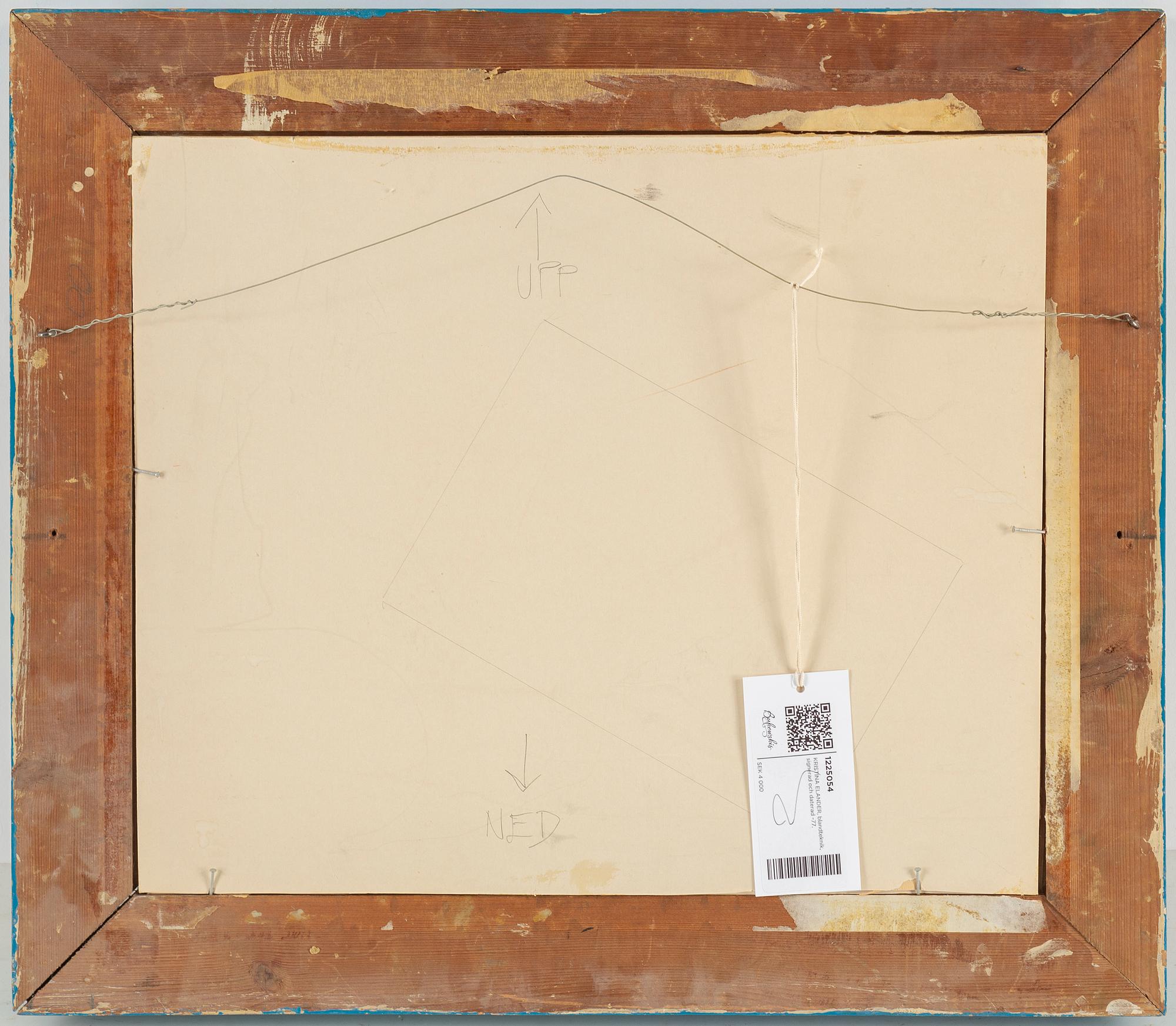 KRISTINA ELANDER, mixed media on panel, signed and dated -77.