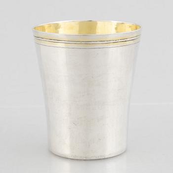 A Swedish parcel-gilt silver beaker, likely mark of Carl Petter Tellander, Jönköping 1774.