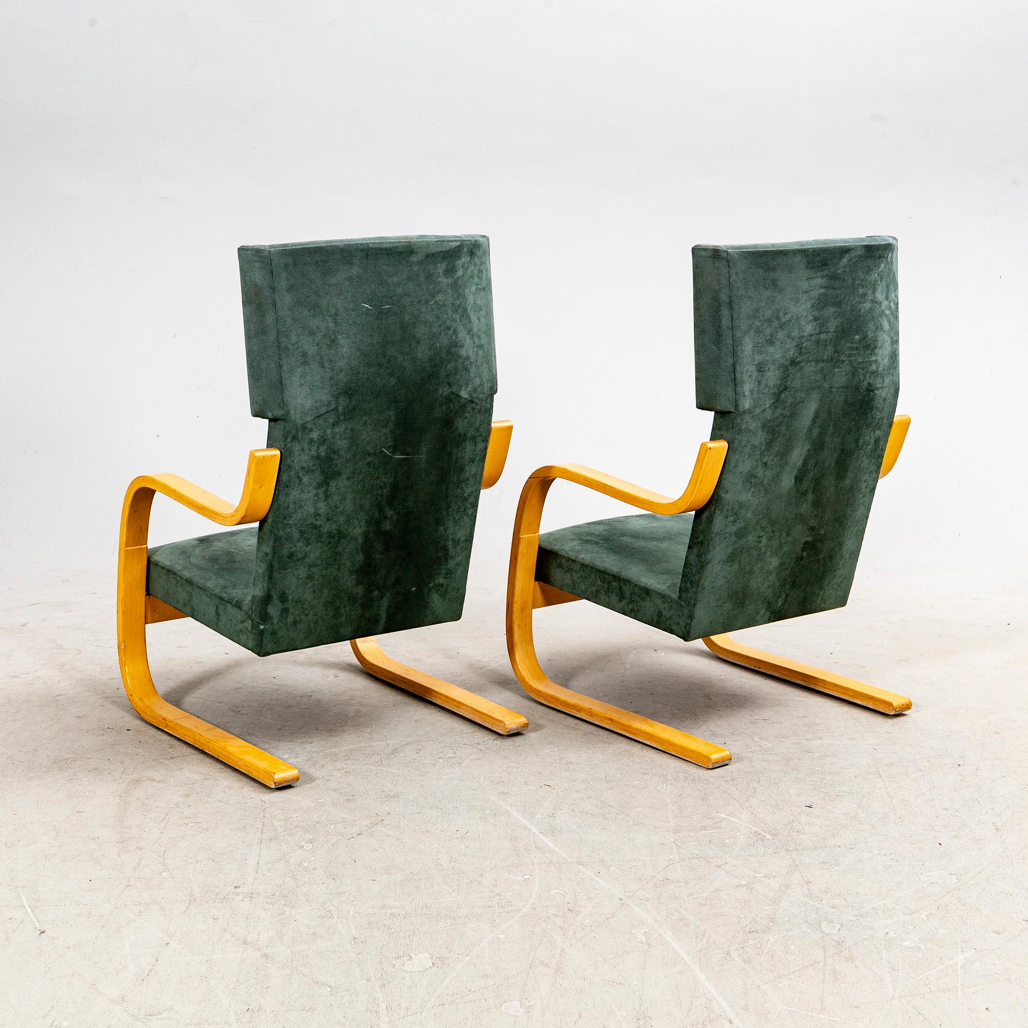 Alvar Aalto, fåtöljer ett par, modell 401, Artek 2000-tal.