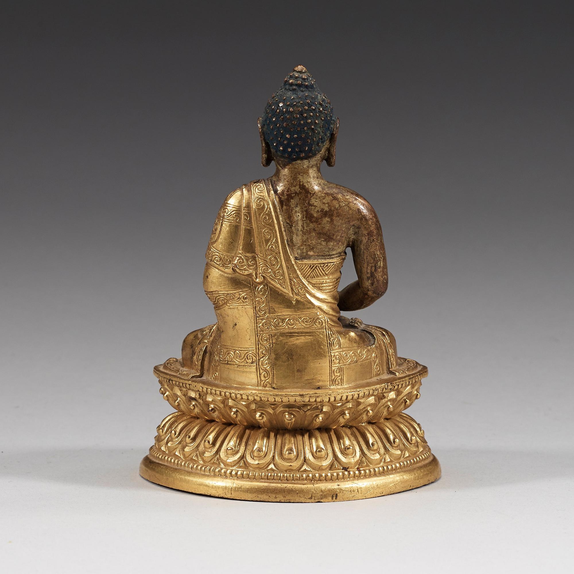 AMITABHA BUDDHA, delvis förgylld brons. Sinotibetansk, 1700-tal.