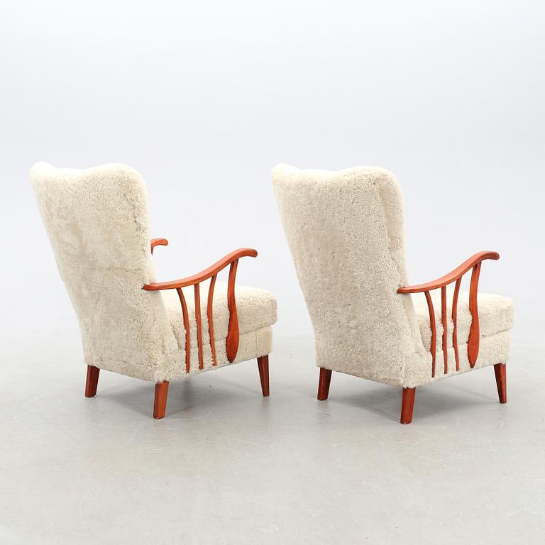 Armchairs, a pair of Swedish Modern, 1940s.